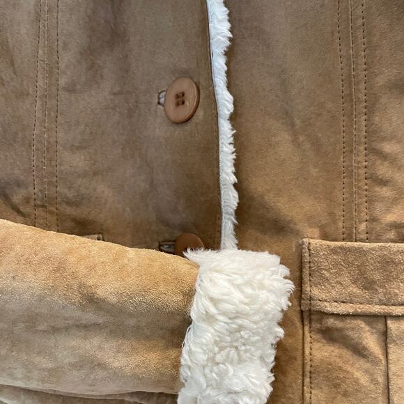 MODA International Vintage Suede Mongolian Fur Jacket Y2K Coat, XS, Excellent! - Picture 8 of 16